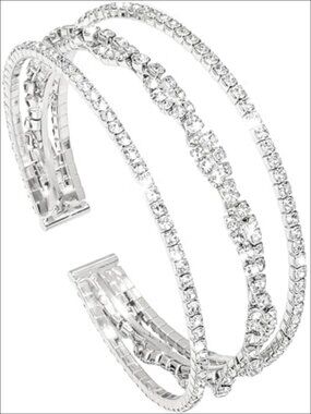 Rhinestone Cuff Bracelet Multilayer Crystal Bangle Bridal Wedding Jewelry